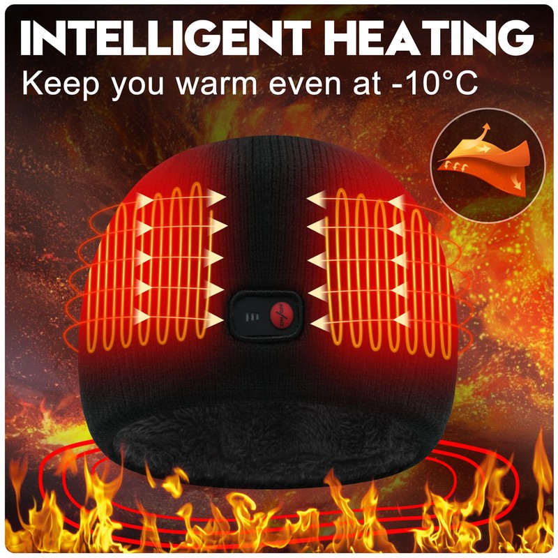 SVPRO Heated Hat for Men Women,Electric Rechargeable Winter Heated Beanie,Warm