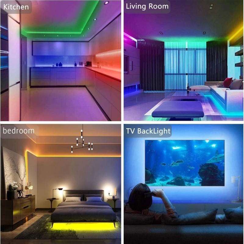 Tenmiro 65.6Ft Multicolor Led Strip Lights Cuttable Adjustable Length Home