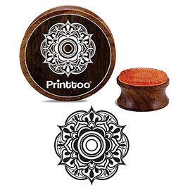 Printtoo Floral Mandala Pattern Wooden Rubber Round Stamp Scrap-Booking Craft Textile Stamps-2 Inch
