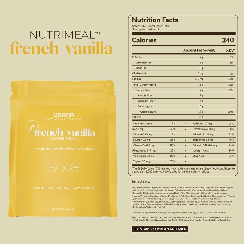 USANA Nutrimeal Meal Replacement Shake - French Vanilla - NON-GMO