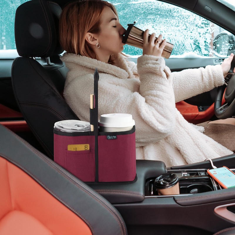Beautyflier Drink Carrier with Handle for Delivery Reusable Insulated Coffee
