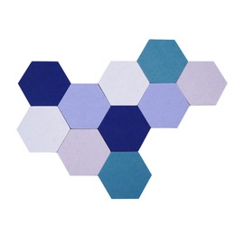 Afumazi 10Pcs Self Adhesive Felt Board Tiles Hexagon Bulletin Board for Walls, Felt Cork Pin Board for Pictures Photos Memos with Push Pins (Color C)