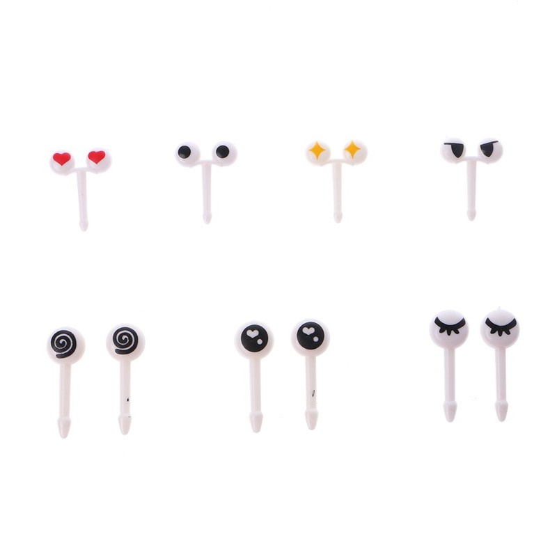 MEELYHOME 10Pcs Cartoon Eye Fruit Fork Toothpick Tableware Bento Lunch
