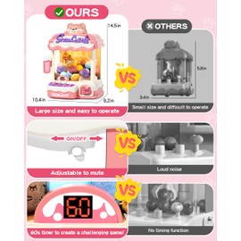 Jovow Claw Machine for Kids, Mini Vending Machine with Music, Prize Dispenser Toys for Girls and Boys, Electronic Claw Game Machine for Party Birthdays, Includes 45 Mini Toys (Medium)