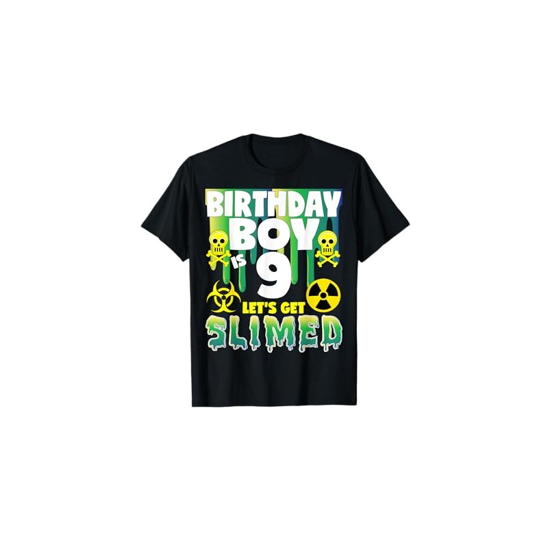 Slime Shirt Birthday Boy TShirt Age 9 Slime Party Supplies