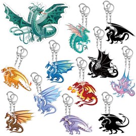 2.4 Inch Dragon Keychain for Kids Dragon Party Favor Acrylic Dragon Key Ring Dinosaur Key Chains Fire Sunshine Glory Dinosaur Key Ring Car Handbag Wallet Jewelry Gifts for Kid, Assorted Style (24 Pcs)