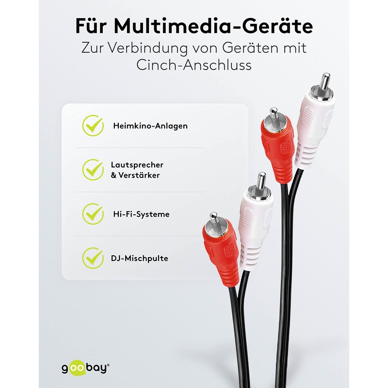 Goobay 50029 Stereo RCA Cable 2x RCA, 2.5 m Cable