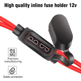 JatilEr Fuse Holder Car Standard 12AWG Pack of 2 Car Fuse Holder Copper Cable Car Fuse Holder with 30A Car Fuses for Car/Truck/Motorcycle/Boat