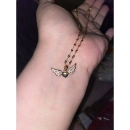 Unbranded 18k Gold Stainless Dainty Wings Of Love Necklace Pendant Chain Silver