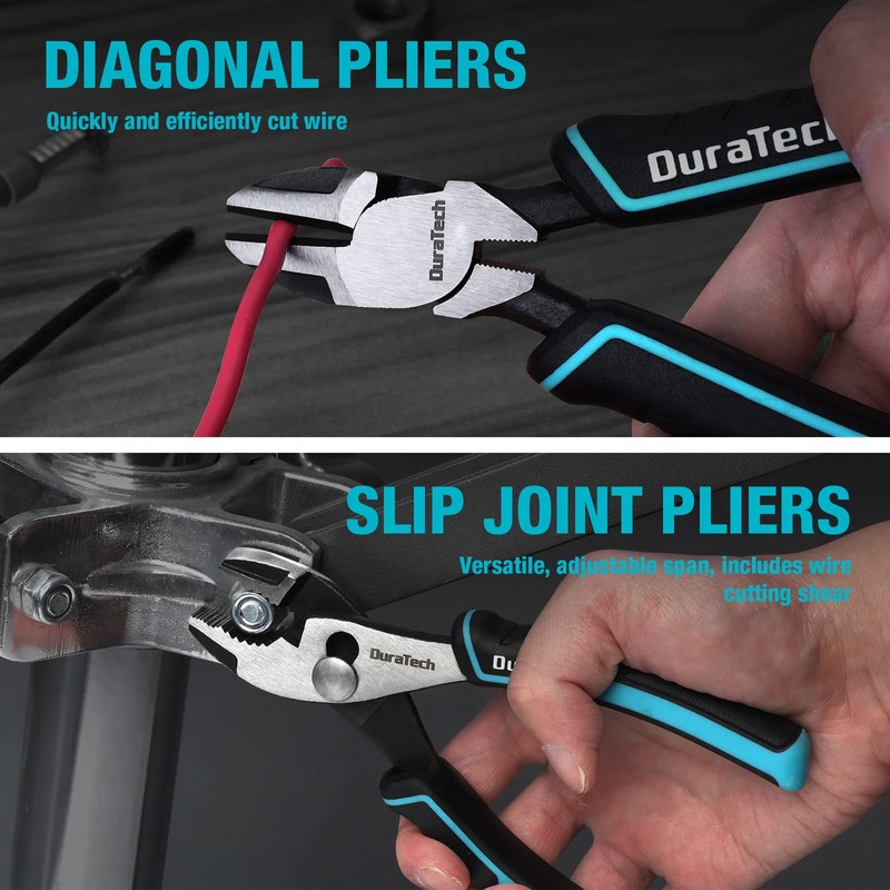DURATECH 7-Piece Pliers Set with Rolling Pouch, Premium Cr-Ni Construction