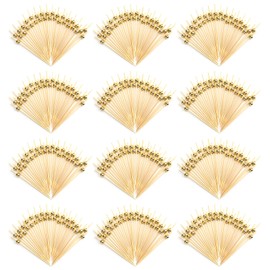 Yesland 500 Counts Cocktail Picks - 4 3/4 Inch Handmade Bamboo Toothpicks - Wooden Sticks with Gold Pearl for Party Supplies