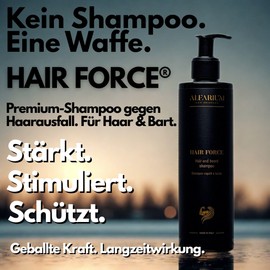 Alfarium Shampoo gegen Haarausfall für Männer Haare und Bart, bekämpft Alopezie - Schwarzes Shampoo mit Peptiden, Koffein und 6 natürliche Wirkstoffe - Haarwuchsshampoo für Herren und Bartreiniger