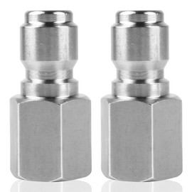 CLIO - 2 acopladores de arandela a presión macho de acero inoxidable de 0,63 cm o 0,95 cm, conector hembra NPT de 1/4 pulgadas o 3/8 pulgadas, 5000 PSI (conector macho de 3/8 pulgadas) de conexión rápida