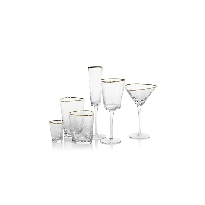 Zodax Aperitivo Triangular Stemware or Glassware - Clear with Gold