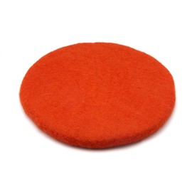 feelz Seat Cushion Round Felt Various Red, Yellow and Orange Tones 100% Wool 35 cm Height 2-3 cm Handmade (Dark Orange)