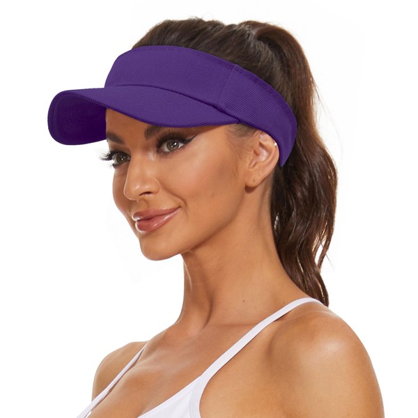 Zando Womens Dark Purple Visor Hats Unisex Sun Visors for