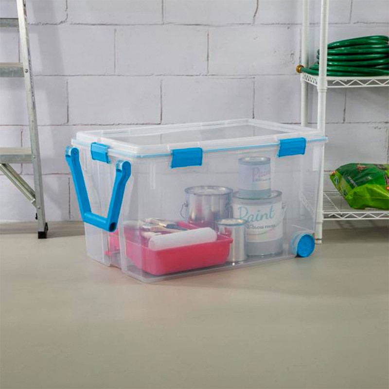 Sterilite 120 Qt Wheeled Gasket Box, Stackable Storage Bin with