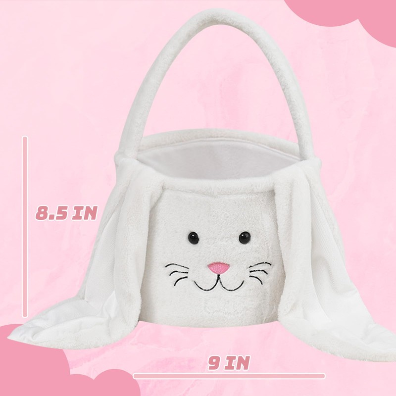 KEGOZ Plush Easter Basket, Bunny Easter Buckets, Easter Gift Bags