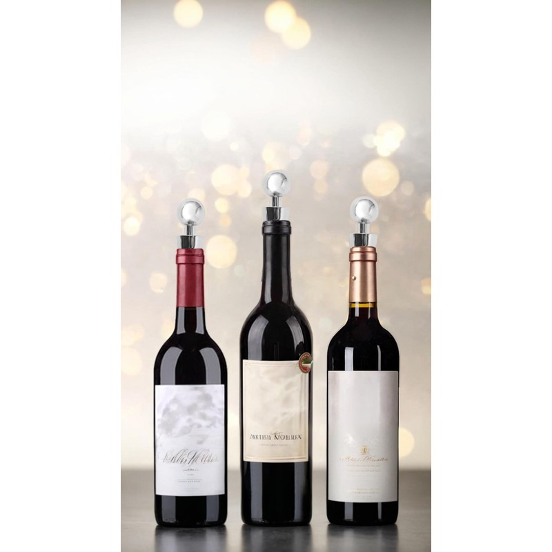 Set of 3 Durable Metal Wine Stoppers—Leak-Proof Design for Airtight