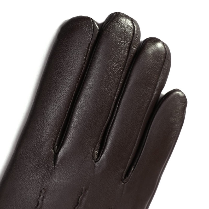 Harssidanzar Leather Gloves for Men, Winter 100% Rabbit Fur Lined