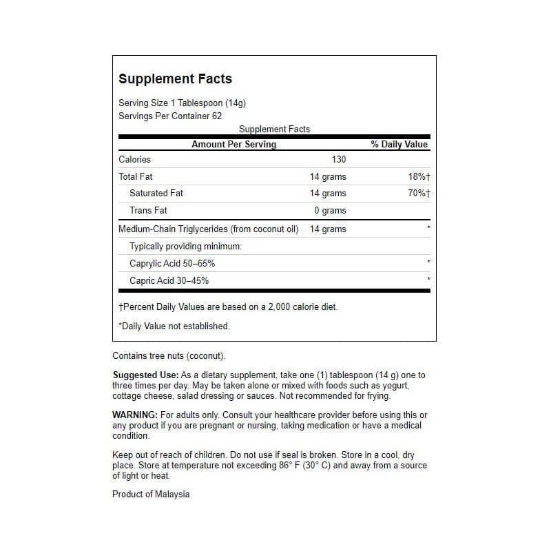 Swanson 100% Pure Mct Oil 32 fl Ounce (946 ml)
