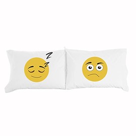 Thermee Micro Flannel Novelty Pillow Case, Standard Queen, Emojis