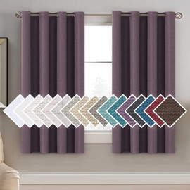 H.VERSAILTEX Linen Blackout Curtain 54 Inches Long for Bedroom/Living Room Thermal Insulated Grommet Linen Look Curtain Drapes Primitive Textured Burlap Effect Window Drapes 1 Panel - Heather Mauve