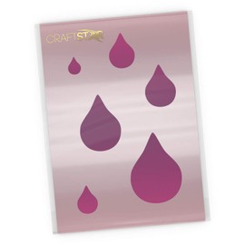 CraftStar Raindrops Stencil - 6 Raindrop Templates from 2.5 to 10 cm High - Reusable Craft/Airbrush Stencil