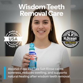 H2Ocean Healing Rinse Mouthwash- Great Tasting Sea Salt & Xylitol Mouth Wash for Fresh Breath & Dry Mouth - Alcohol & Fluoride Free - Arctic Ocean Mint 8oz