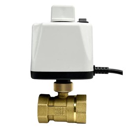 FESTAS 1" Brass Normally Closed/Open Motorized Ball Valve 220V 12V 24V 2-Wire Brass Electric Ball Valve with Manual Switch(Normally Open,24VDC)