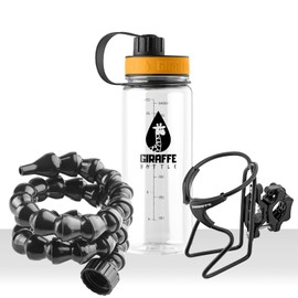 Giraffe Bottle sistema de beber manos libre, botella transparente, con soporte de botella montado en tubo redondo, 15 Inch / 38 cm