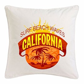 Reifen-Markt Microfibre Cushion Cover 40 x 40 cm Surf Beach Waves California Surfboard Longboard Surfboard Waves Beginner Shop in White