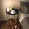 2 Tier Round Side Table, 16" Small Metal End Table