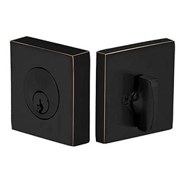 Emtek Hardware Deadbolt, Single Cylinder, Square, Solid Brass, Modern Style, C-Keyway, Model: 8469, Color: Oil Rubbed Bronze (US10B)