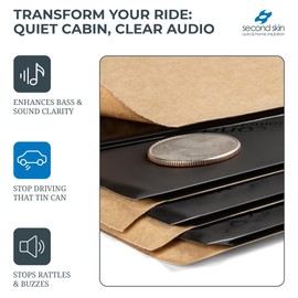 Second Skin Damplifier Pro Premium Car Sound Deadening Material (2mm) – Butyl Rubber Auto Sound Deadener Mat (13.67 Sq Ft, 8 Sheets) – Made in The USA