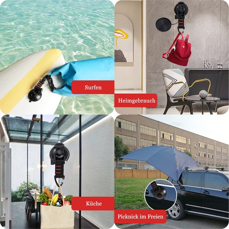 INMORVEN Suction Cup Hooks, Improved Car Camping Accessories, Suction Hook,