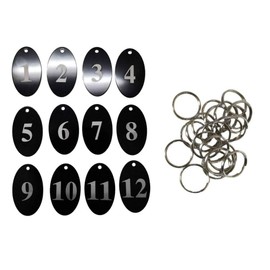 Sourcemall Aluminum Alloy Numbered Tags with Key Ring (Black, 1-25)