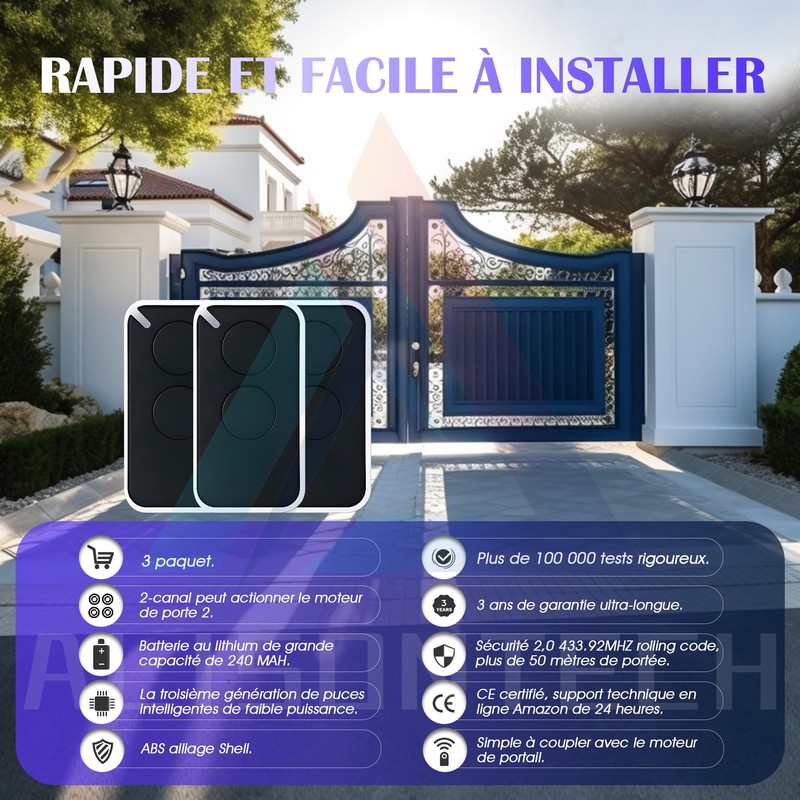 Era-Inti 3 x Remote Control Motorisation Gate Garage Door 433.92