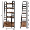 IRONCK Bookshelf with Louvered Doors, 4-Tier Ladder Shelf with Cabinet