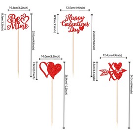 12 PCS Happy Galentine's Day Centerpiece Sticks Red Sweet Love Heart Valentine's Day Table Flower Centerpieces Be Mine Valentines Floral Decorations for Valentine's Day Theme Birthday Party Supplies