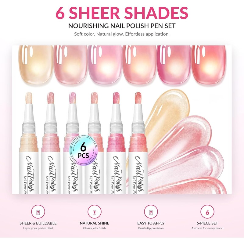 6 Plumas de Esmalte 3 en 1 Ojo de Gato