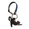 byDream Cat Keychain with Lanyard Cat Key Ring Genuine Leather