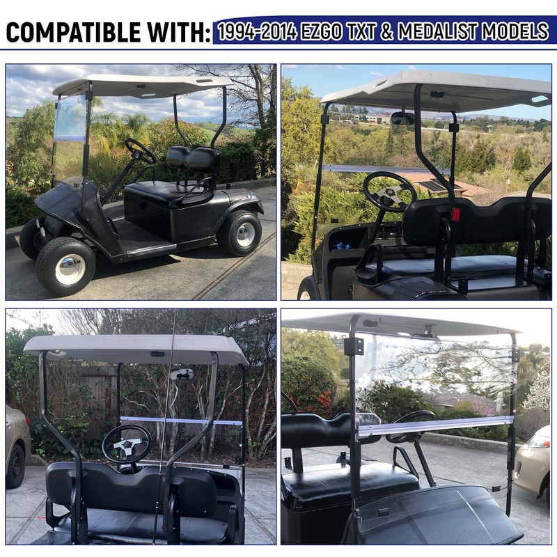 HECASA Windshield Compatible with 1994-2014 EZGO TXT & Medalist Gas