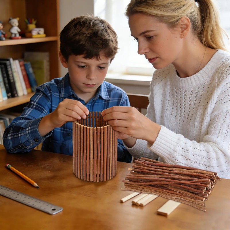 Lurrose Natural Wood Sticks for Crafts 50pcs DIY Art Supplies