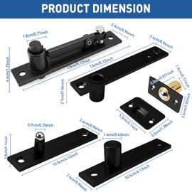 TamBee Pivot Door Hinge, Hidden Door Hinge for Secret Door 304 Stainless Steel Pivot Hinges 360 Degree Rotation Bookcase Hinges, Invisible Pivot Door Hardware with Door Ball Catch (Black)