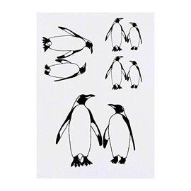 4 x 'Penguin Couple' Temporary Tattoos - Water Resistant, Skin-Safe, Non-Toxic Transfers, Mixed Sizes (TO00013059)