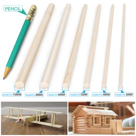 AUSYDE Bamboo Sticks for Crafts, 30 cm, Round Stick, 50 Pieces 8 mm / 0.32 inch Wood, Round Wood for Crafts, High-Quality Bamboo Stick