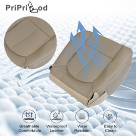 Priprilod Perforated Leather Tan Driver & Passenger Side Bottom Replacement Seat Cover Compatible with Ford F150 Lariat 2009 2010 2011 2012 2013 2014