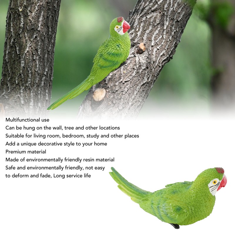 Parrot Figurine Simulation Vivid Innovative Wall Mounted Hand Painted Resin
