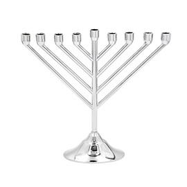 The Dreidel Company Hanukkah Menorah Rambam Design for Chanukah, Candles Sold Separately (Silvertone)
